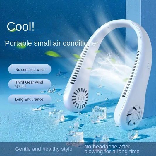Portable Neck Fan, Hands Free Bladeless Fan, 360° Cooling Personal Portable Neck Fan,